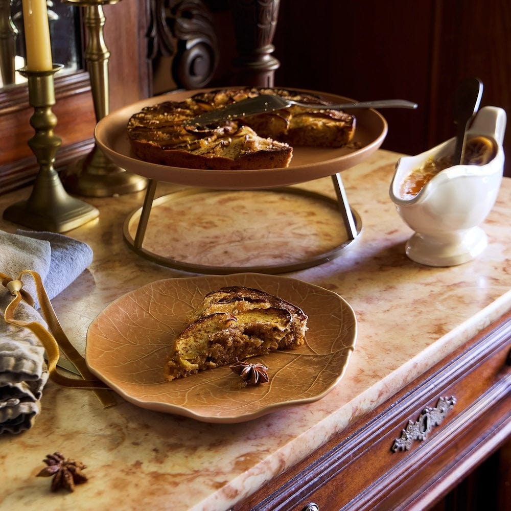 Assiette feuille de chou en grès orange | Fabriquée au Portugal Assiette en grès en forme de chou 23cm - Orange