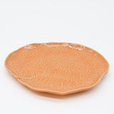 Assiette feuille de chou en grès orange | Fabriquée au Portugal Assiette en grès en forme de chou 23cm - Orange