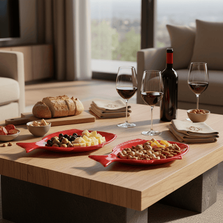 Assiette rouge en forme de Poisson 30cm Plat en forme de Poisson 30cm - Rouge