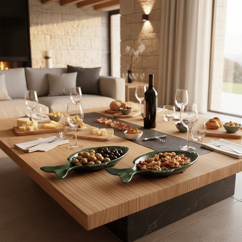 Assiette verte en forme de Poisson 25cm Plat en forme de Poisson 25cm - Vert