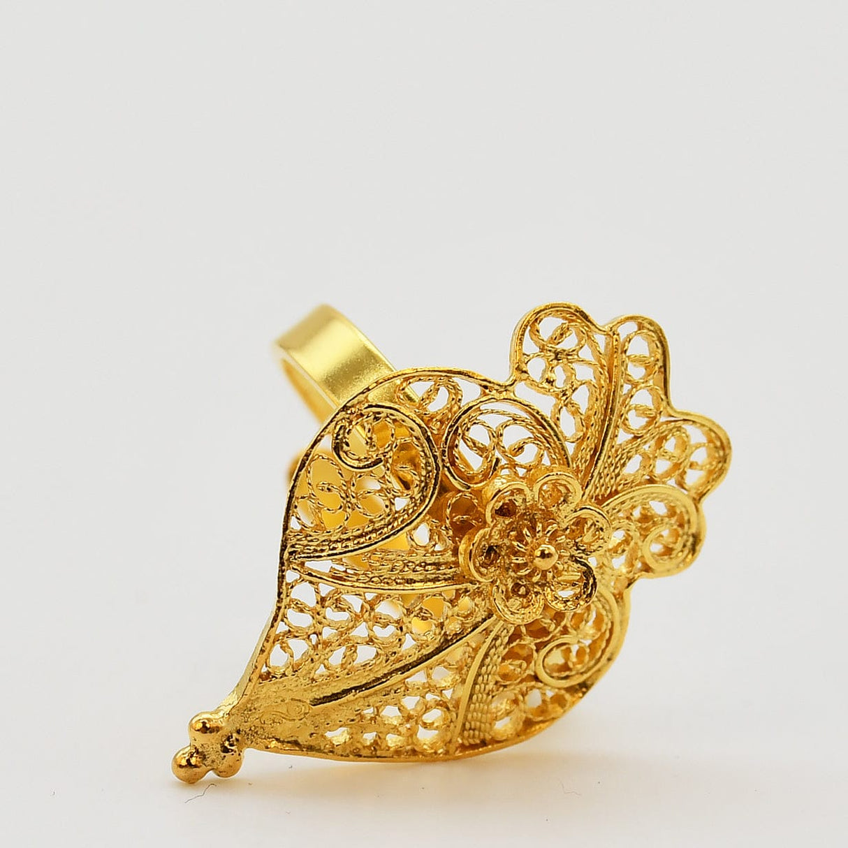 Bague coeur de Viana en filigrane d'argent I Vente en ligne Coração de Viana I Bague en argent doré