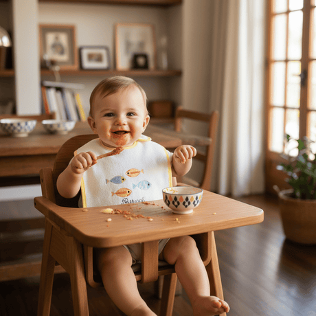 Bavoir jaune en coton aux motifs sardines portugaises Bavoir en coton "Sardinhas" - Jaune
