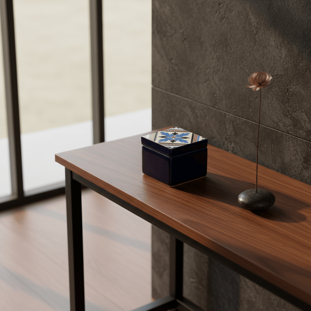 Boîte Céramique Artisanale Azulejos - Bleu cobalt & Liège Boite à secrets "Azulejos" - Bleu