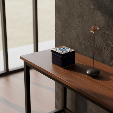 Boîte Céramique Artisanale Azulejos - Bleu cobalt & Liège Boite à secrets "Azulejos" - Bleu