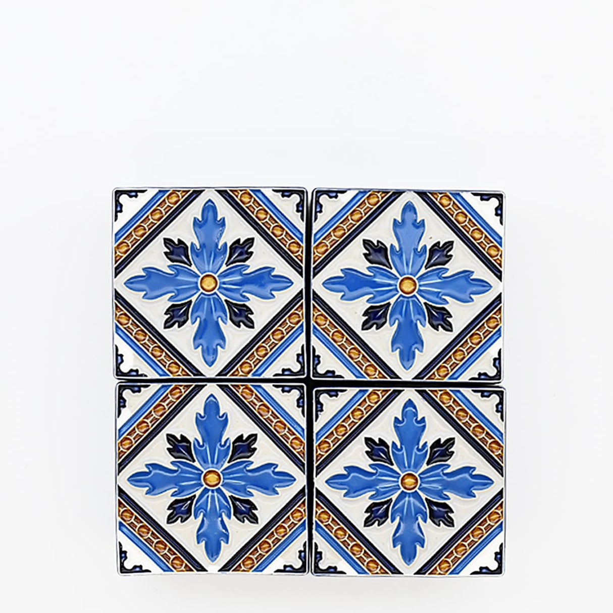 Boîte Céramique Artisanale Azulejos - Bleu cobalt & Liège Boite à secrets "Azulejos" - Bleu