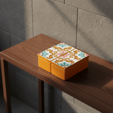 Boîte Céramique Artisanale Azulejos - Orange & Liège Boite à secrets "Azulejos" - Orange