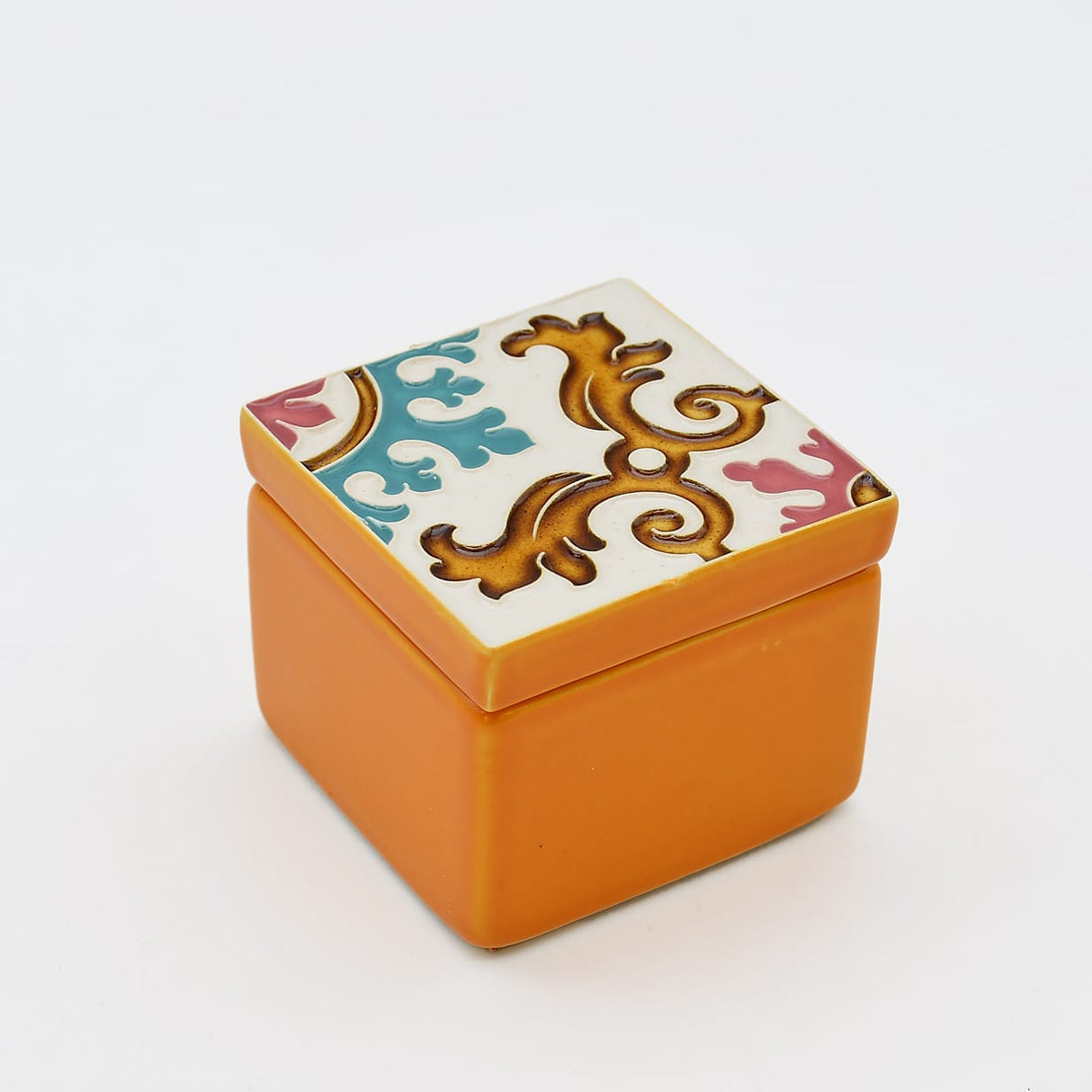 Boîte Céramique Artisanale Azulejos - Orange & Liège Boite à secrets "Azulejos" - Orange