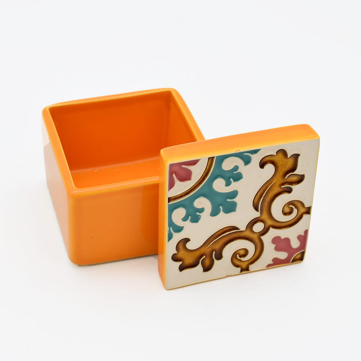 Boîte Céramique Artisanale Azulejos - Orange & Liège Boite à secrets "Azulejos" - Orange