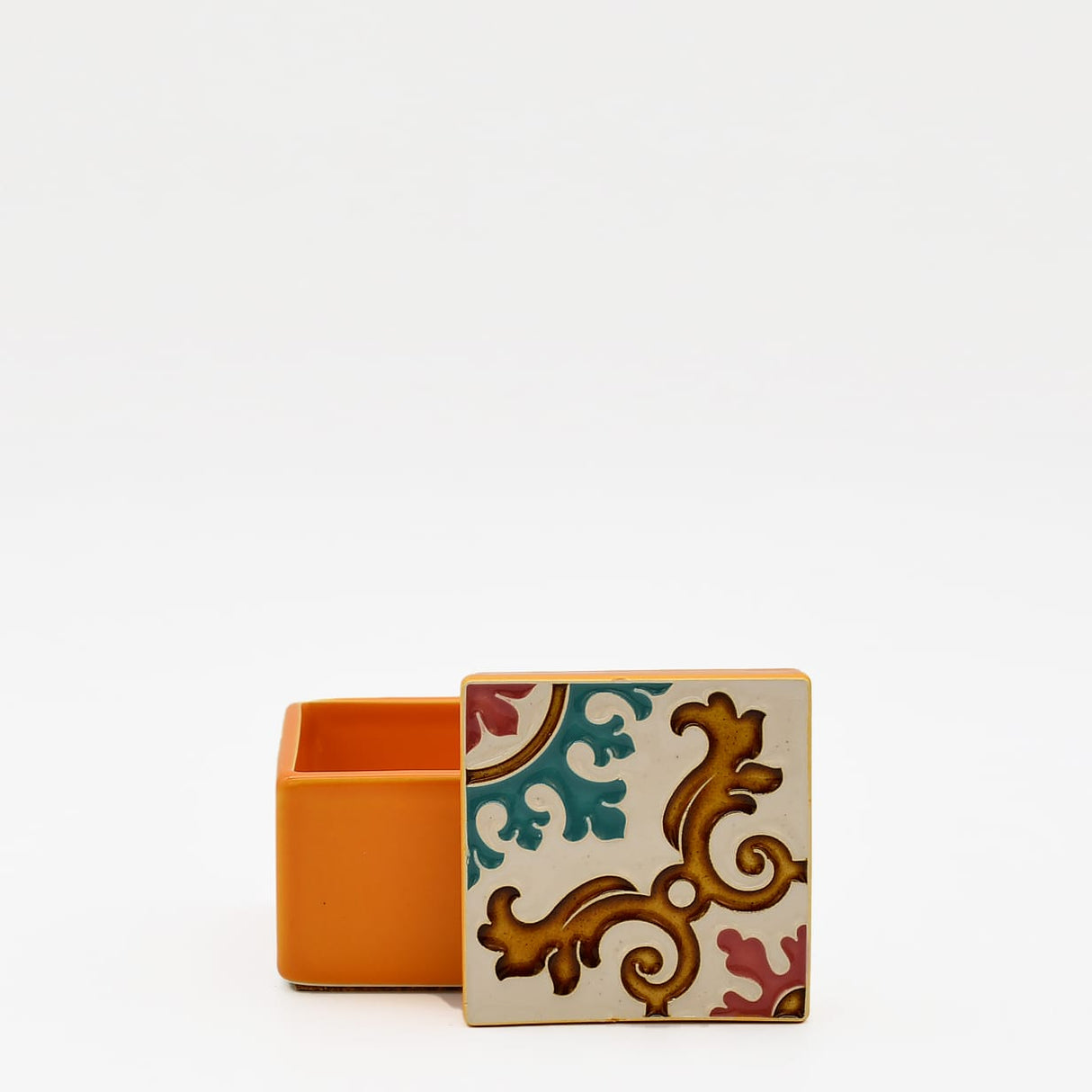 Boîte Céramique Artisanale Azulejos - Orange & Liège Boite à secrets "Azulejos" - Orange