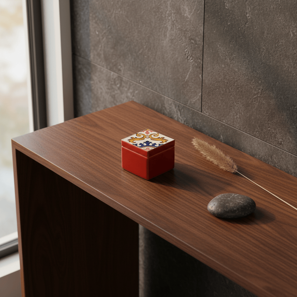 Boîte Céramique Artisanale Azulejos - Rouge & Liège Boite à secrets "Azulejos" - Rouge