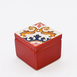 Boîte Céramique Artisanale Azulejos - Rouge & Liège Boite à secrets "Azulejos" - Rouge