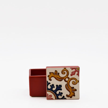 Boîte Céramique Artisanale Azulejos - Rouge & Liège Boite à secrets "Azulejos" - Rouge