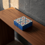 Boîte Céramique Artisanale Azulejos - Turquoise & Liège Boite à secrets "Azulejos" - Turquoise