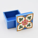 Boîte Céramique Artisanale Azulejos - Turquoise & Liège Boite à secrets "Azulejos" - Turquoise