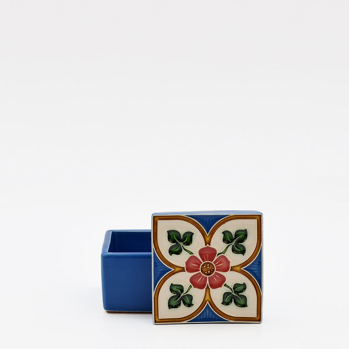 Boîte Céramique Artisanale Azulejos - Turquoise & Liège Boite à secrets "Azulejos" - Turquoise