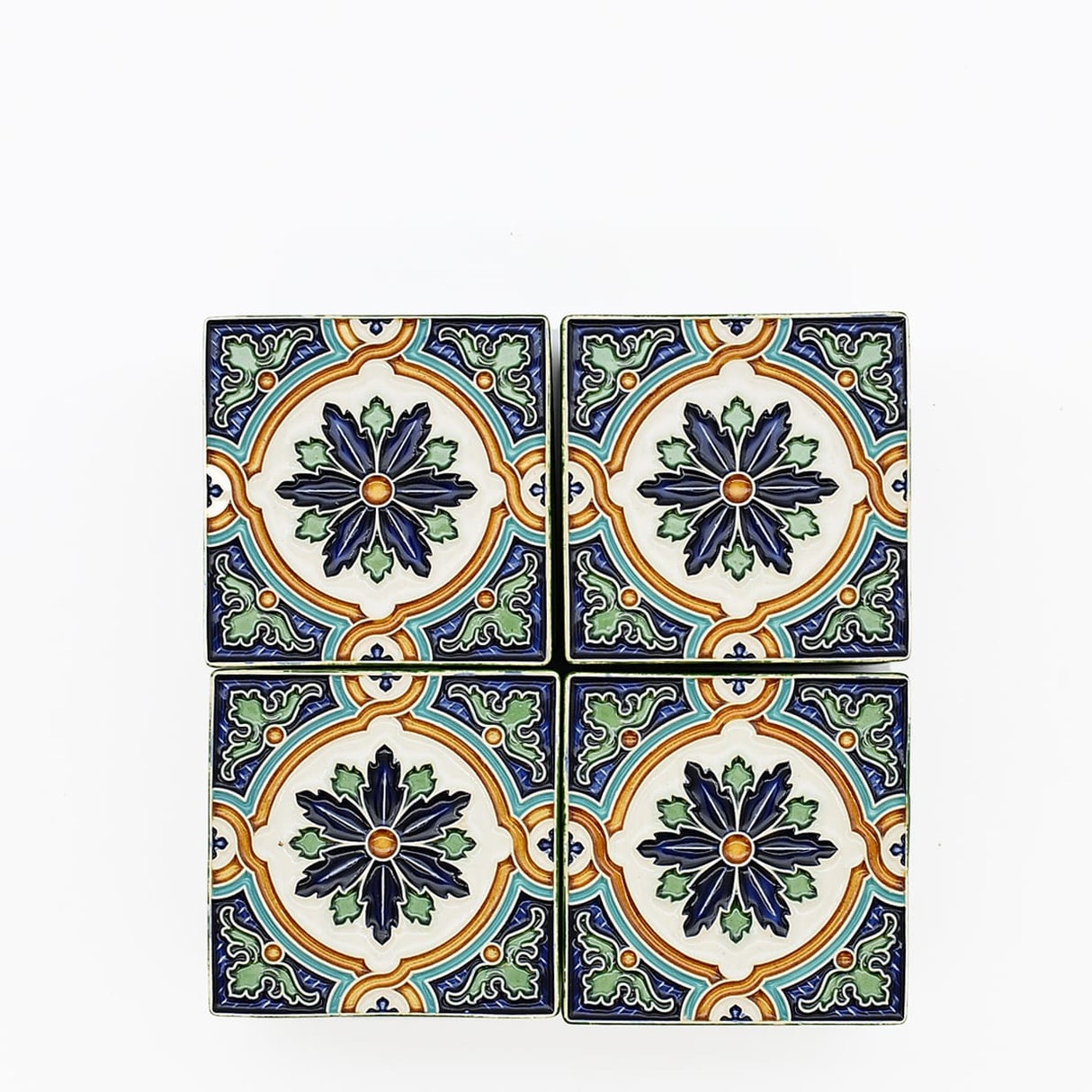 Boîte Céramique Artisanale Azulejos - Vert Émeraude & Liège Boite à secrets "Azulejos" - Vert