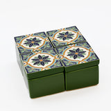 Boîte Céramique Artisanale Azulejos - Vert Émeraude & Liège Boite à secrets "Azulejos" - Vert