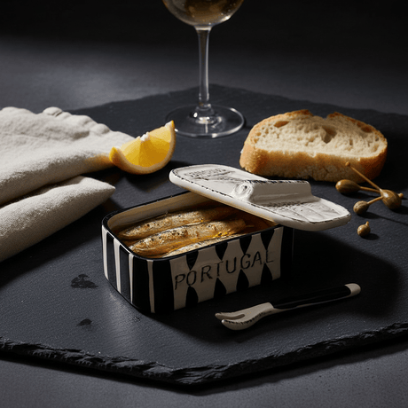 Boite en céramique rayée noire Boite à sardines en céramique rayée - Noir