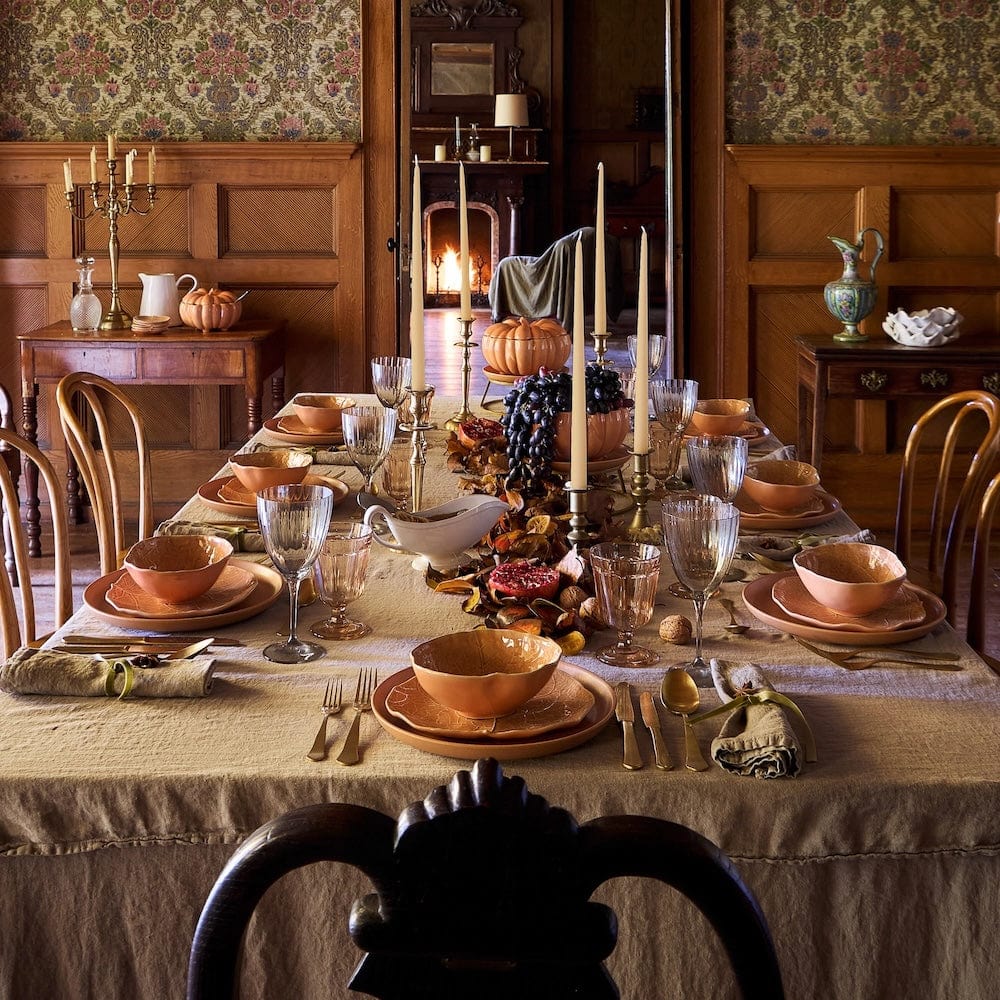 Bol orange feuille de chou en grès | Fabriquée au Portugal Bol en grès en forme de chou - Orange