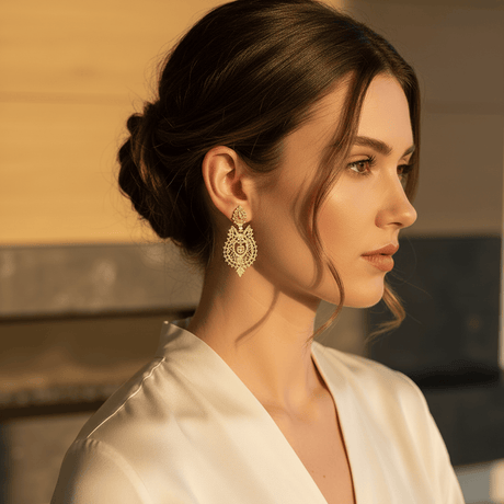 Boucles d'oreille de la Reine en argent doré 3.5cm I Bijoux portugais Brincos À Rainha I Boucles d'oreille en argent doré - 3.5cm