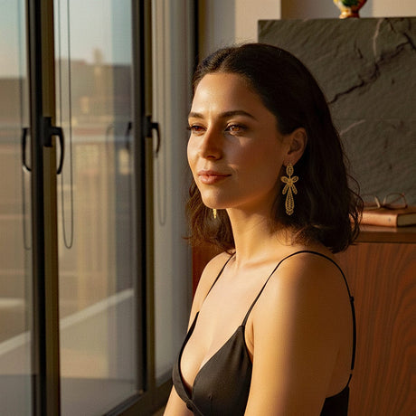 Boucles d'oreille du Roi en argent doré I Bijoux portugais Brincos À Rei I Boucles d'oreille en argent doré - 6.5cm