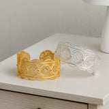 Bracelet manchette en filigrane d'argent doré I Bijoux portugais Coração I Bracelet manchette en argent