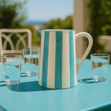 Carafe rayée en céramique turquoise Carafe rayée "Costa Nova Mar" - Turquoise