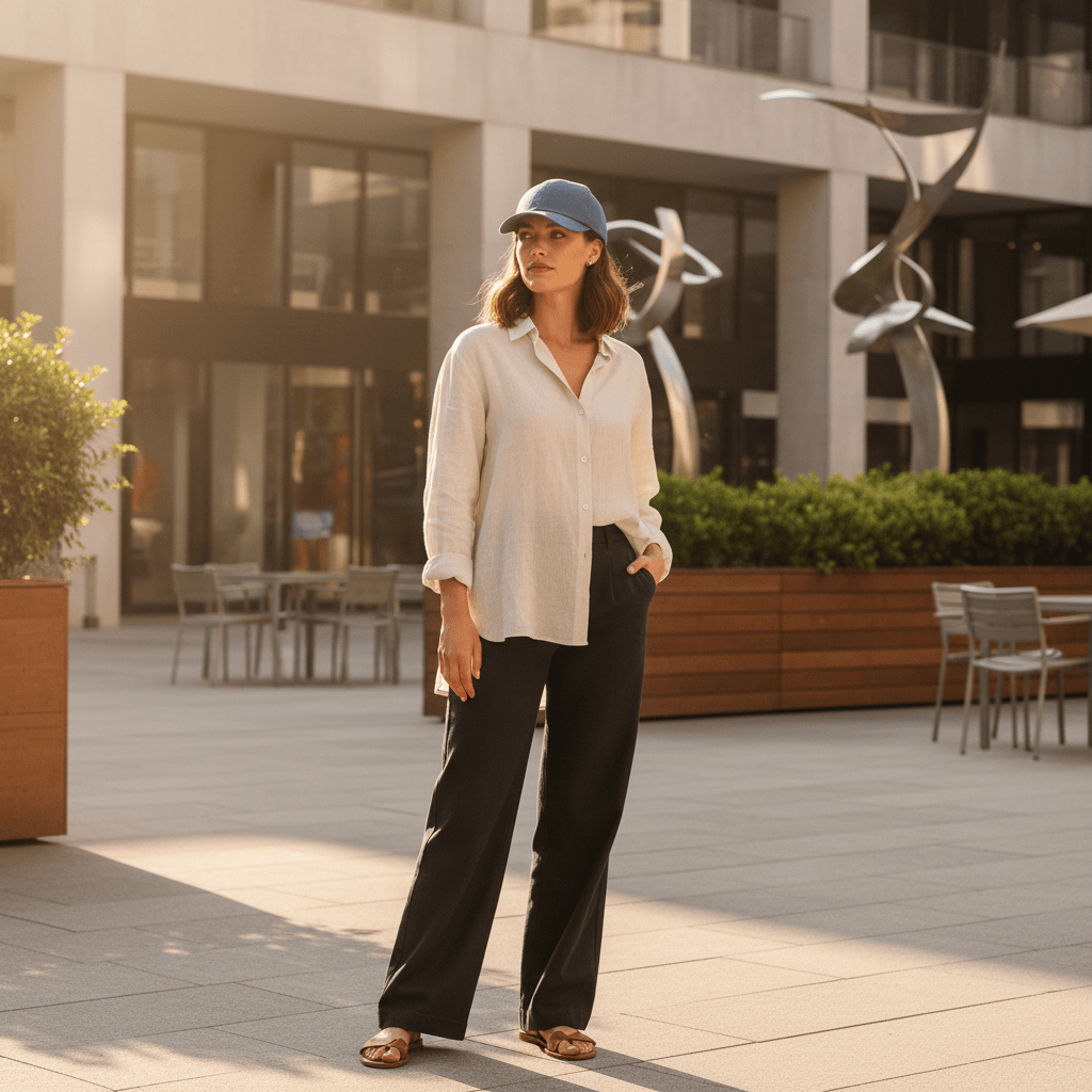 Casquette Gavroche en lin Bleu Denim Casquette en lin - Bleu