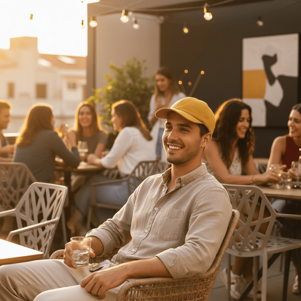 Casquette Gavroche en lin Bleu Denim Casquette en lin - Ochre