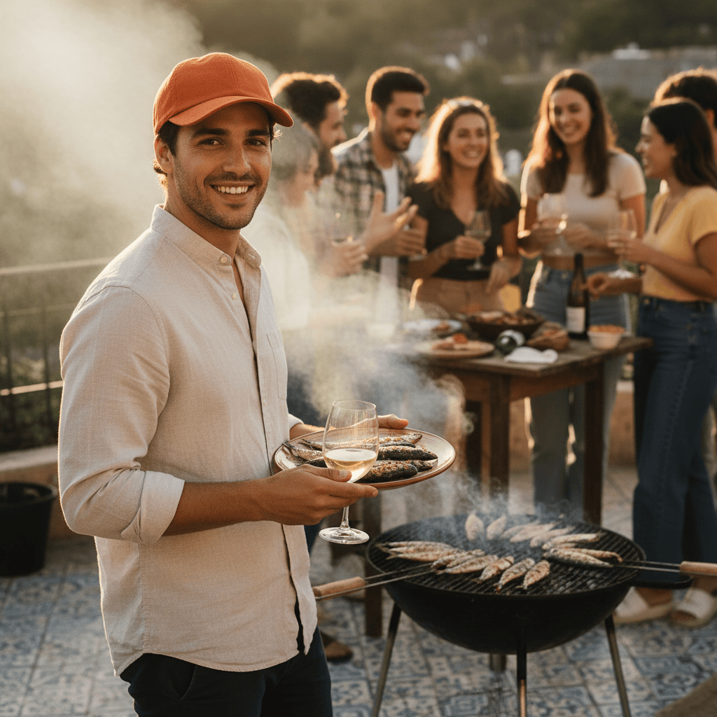 Casquette Gavroche en lin Bleu Denim Casquette en lin - Orange