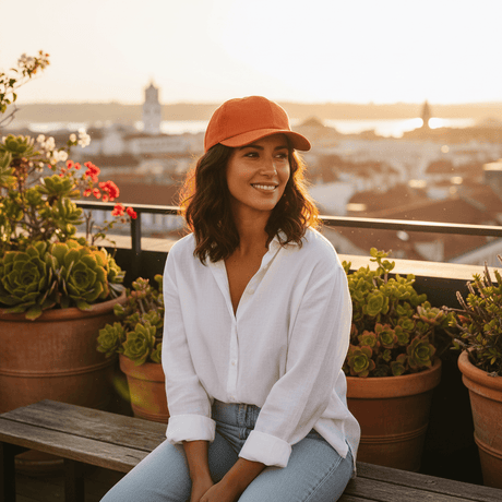Casquette Gavroche en lin Bleu Denim Casquette en lin - Orange