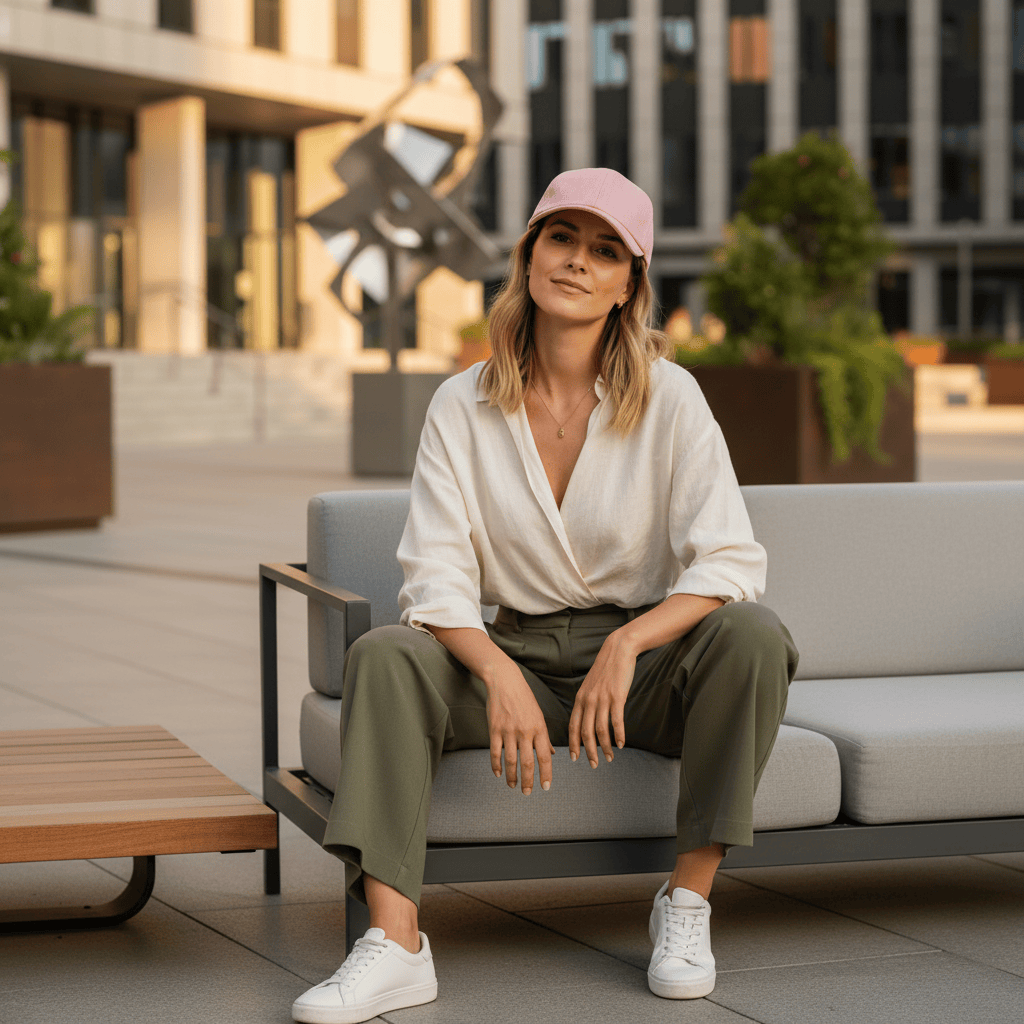 Casquette Gavroche en lin Bleu Denim Casquette en lin - Rose