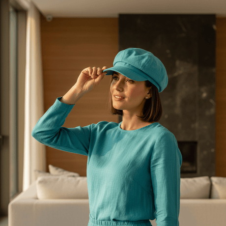 Casquette Gavroche en lin Turquoise Gavroche en lin - Turquoise