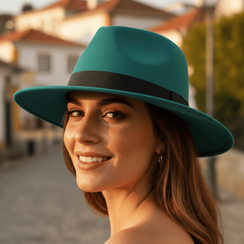 Chapeau portugais de luxe en coton vert Chapeau en coton - Vert