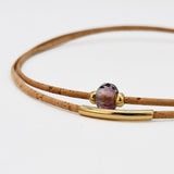 Collier en liège et 4 perles grises élégant et artisanal Collier en liège et perle - Rose