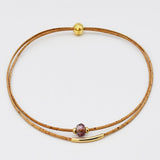 Collier en liège et 4 perles grises élégant et artisanal Collier en liège et perle - Rose