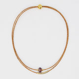 Collier en liège et 4 perles grises élégant et artisanal Collier en liège et perle - Rose