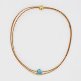 Collier en liège et 4 perles grises élégant et artisanal Collier en liège et perle - Turquoise