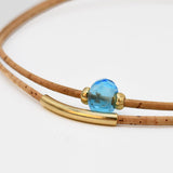 Collier en liège et 4 perles grises élégant et artisanal Collier en liège et perle - Turquoise