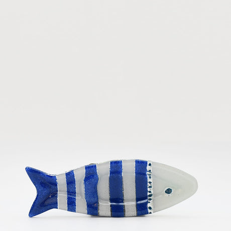 Coupe à olive verre fusionné bleu blanc rayé – apéritif portugais Coupe à olive en verre - Bleu