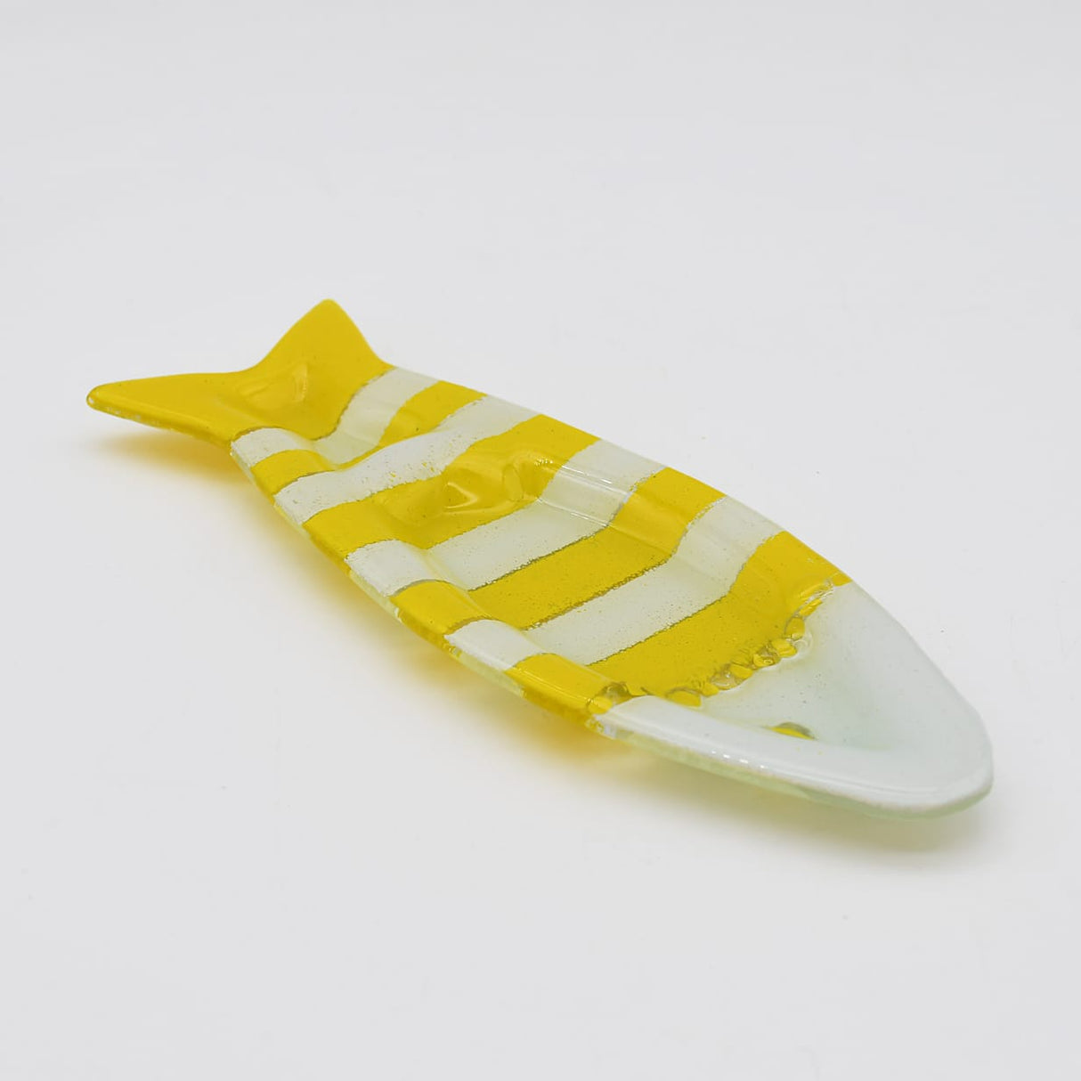 Coupe à olive verre fusionné jaune blanc rayé – apéritif portugais Coupe à olive en verre - Jaune