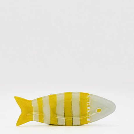 Coupe à olive verre fusionné jaune blanc rayé – apéritif portugais Coupe à olive en verre - Jaune