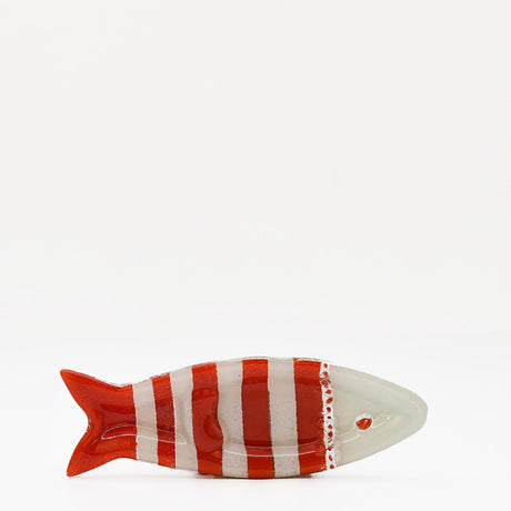 Coupe à olive verre fusionné rouge blanc rayé – apéritif portugais Coupe à olive en verre - Rouge