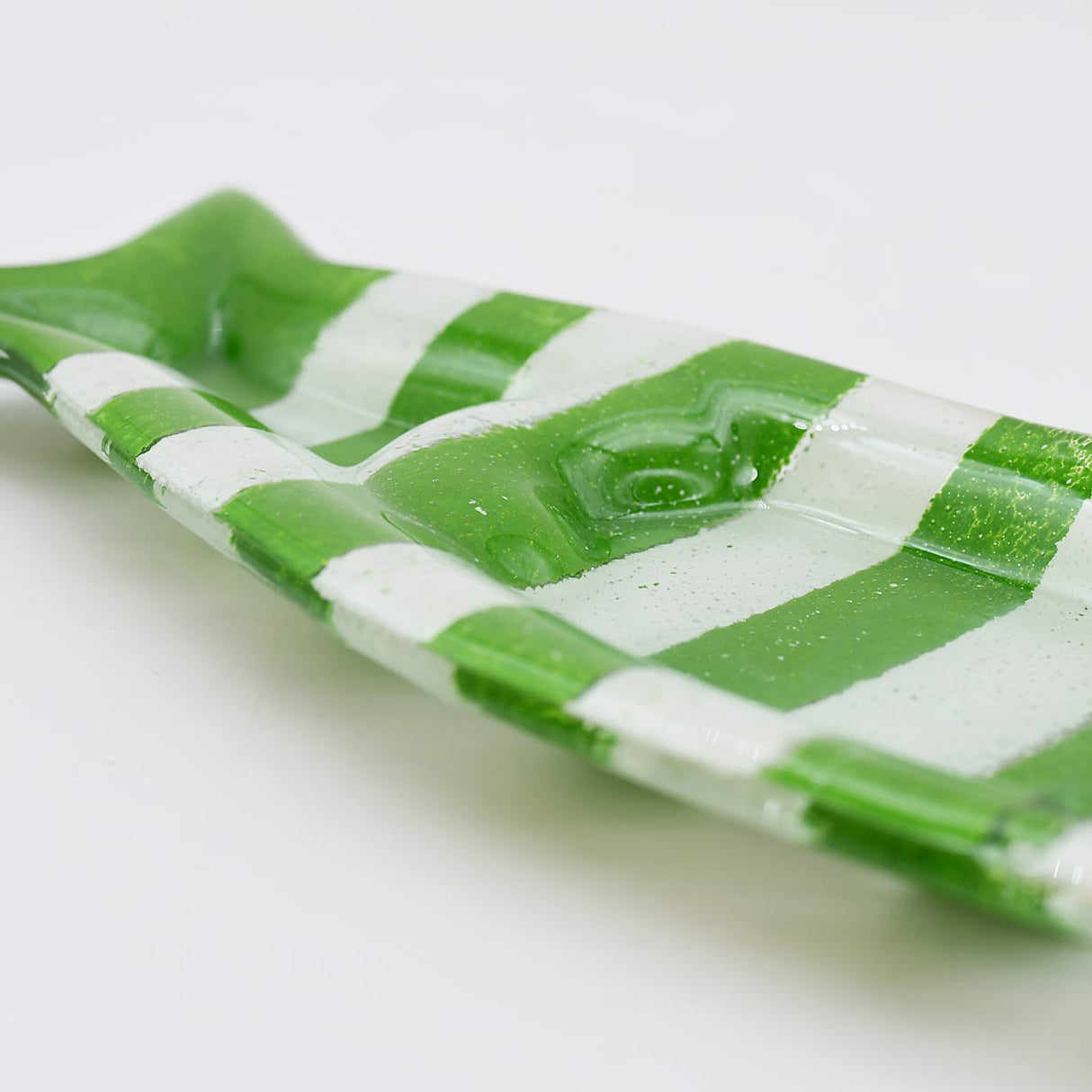 Coupe à olive verre fusionné vert blanc rayé – apéritif portugais Coupe à olive en verre - Vert