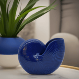 Coupe en céramique en forme de coquillage bleue Cobalt Coquillage en céramique 17cm - Bleu Cobalt