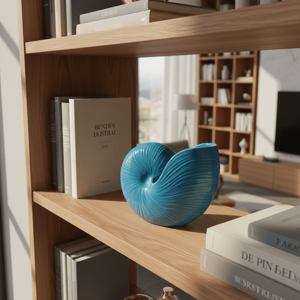 Coupe en céramique en forme de coquillage bleue turquoise Coquillage en céramique 17cm - Bleu Turquoise