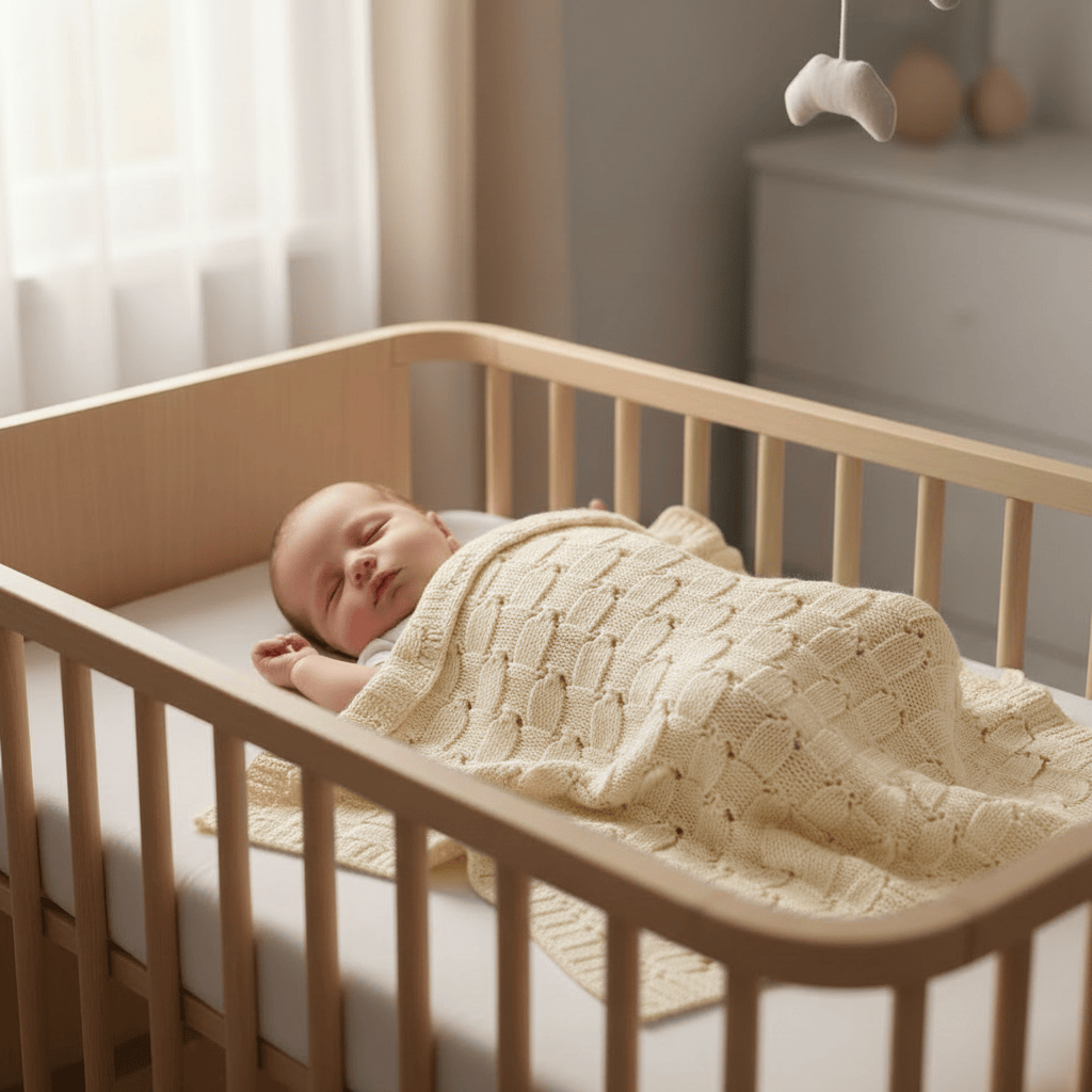 Couverture bébé blanche en maille acrylique douce et légère Couverture en maille pour bébé - Blanc