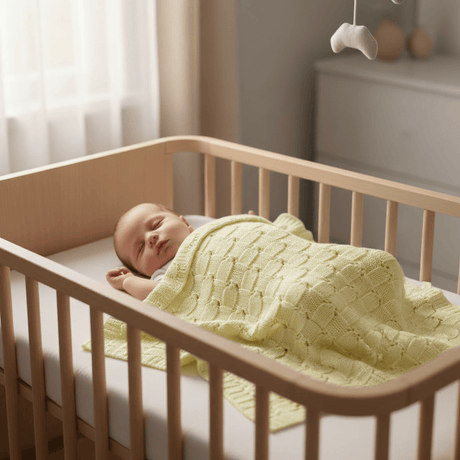 Couverture bébé jaune en maille acrylique douce et légère Couverture en maille pour bébé - Jaune