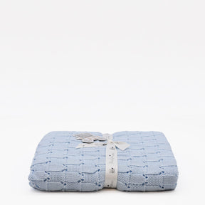 Doudou jaune en coton aux motifs sardines portugaises Couverture en tricot - Bleu