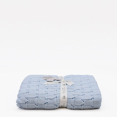 Doudou jaune en coton aux motifs sardines portugaises Couverture en tricot - Bleu